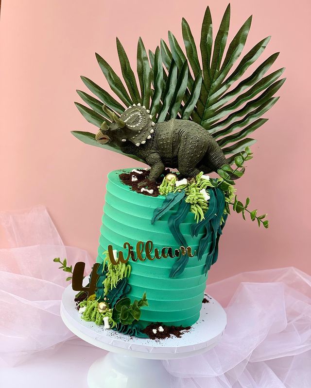 Dinosaur theme customized fondant birthday cake | Fondant cakes birthday,  Cake, Cake delivery